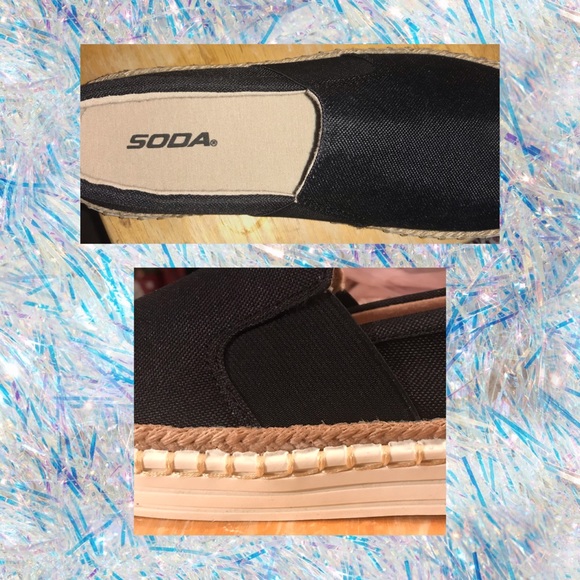 Black Linen Elastic Slip On White Soles Slip On - Picture 3 of 8